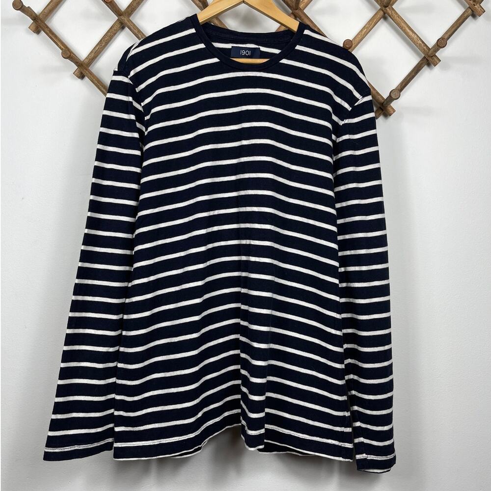 1901 Women's Long Sleeve Stripe Tee Navy / Cream Size XL
